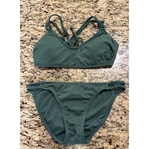 Xhilaration Ribbed‎ Dark Green Women's Bikini Size S